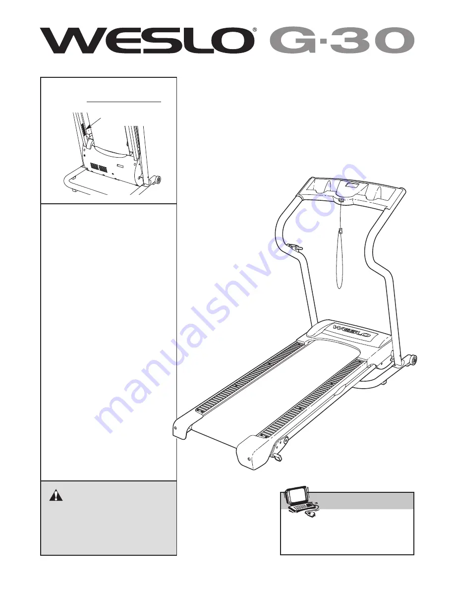 Weslo G-30 Treadmill User Manual Download Page 1