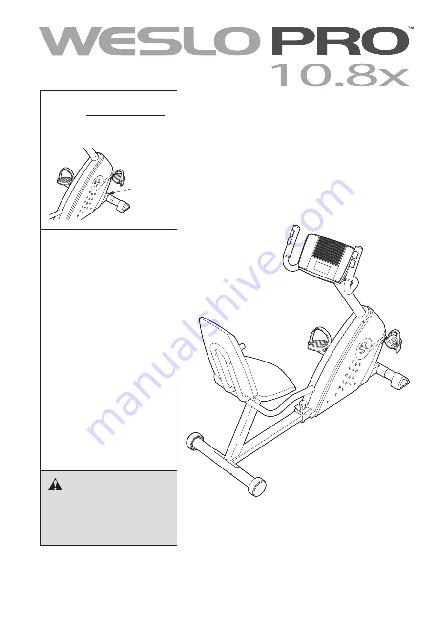 Weslo PRO 10.8x User Manual Download Page 1