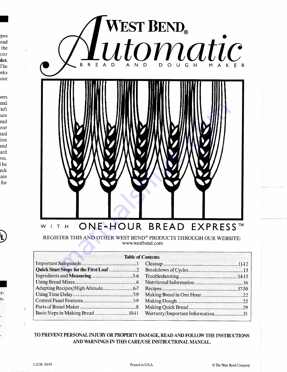 West Bend L5236 Скачать руководство пользователя страница 1
