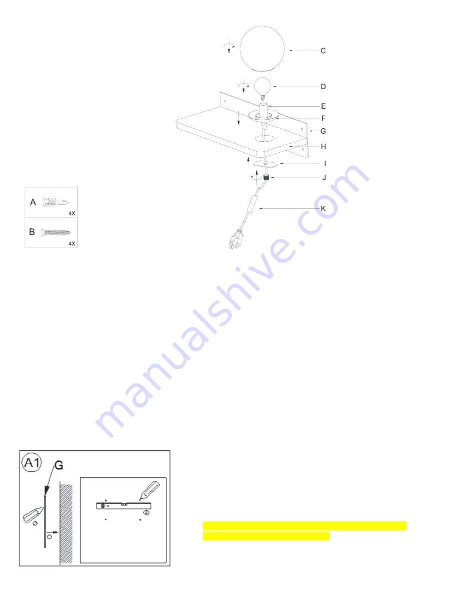 West Elm Wood and Glass Shelf Light Assembly Instructions Download Page 2