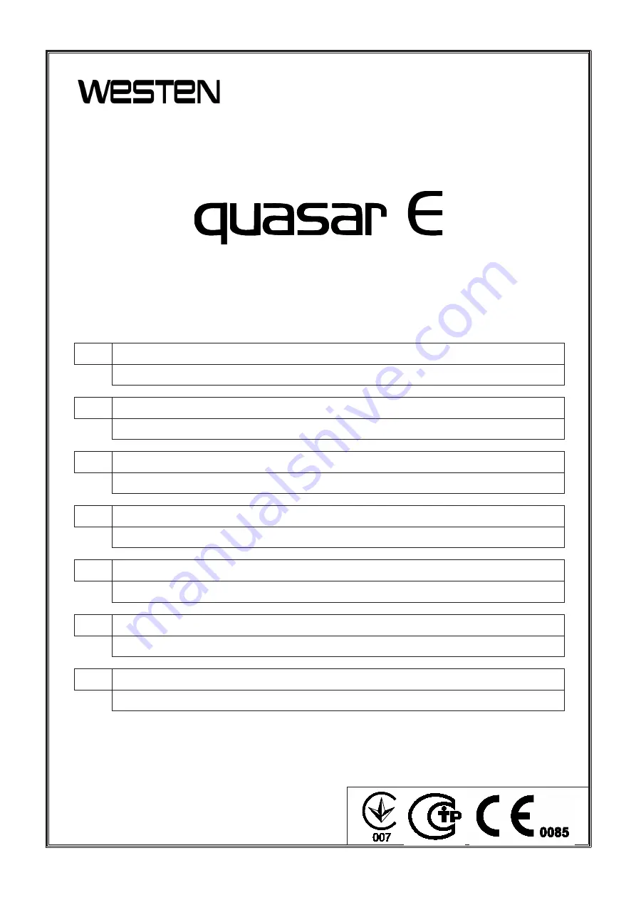 Westen Quasar E Operating And Installation Instructions Download Page 1