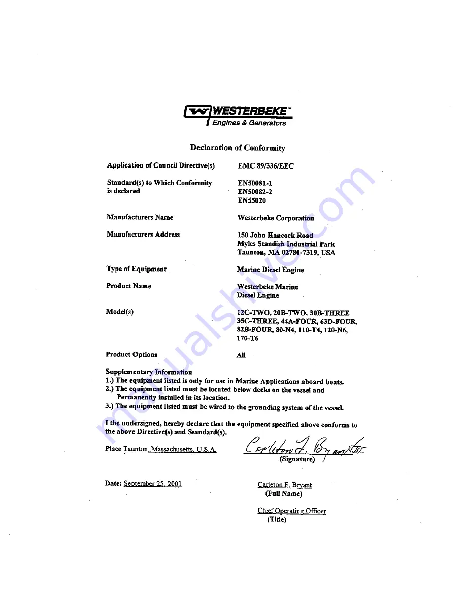 Westerbeke 20B TWO Operator'S Manual Download Page 75