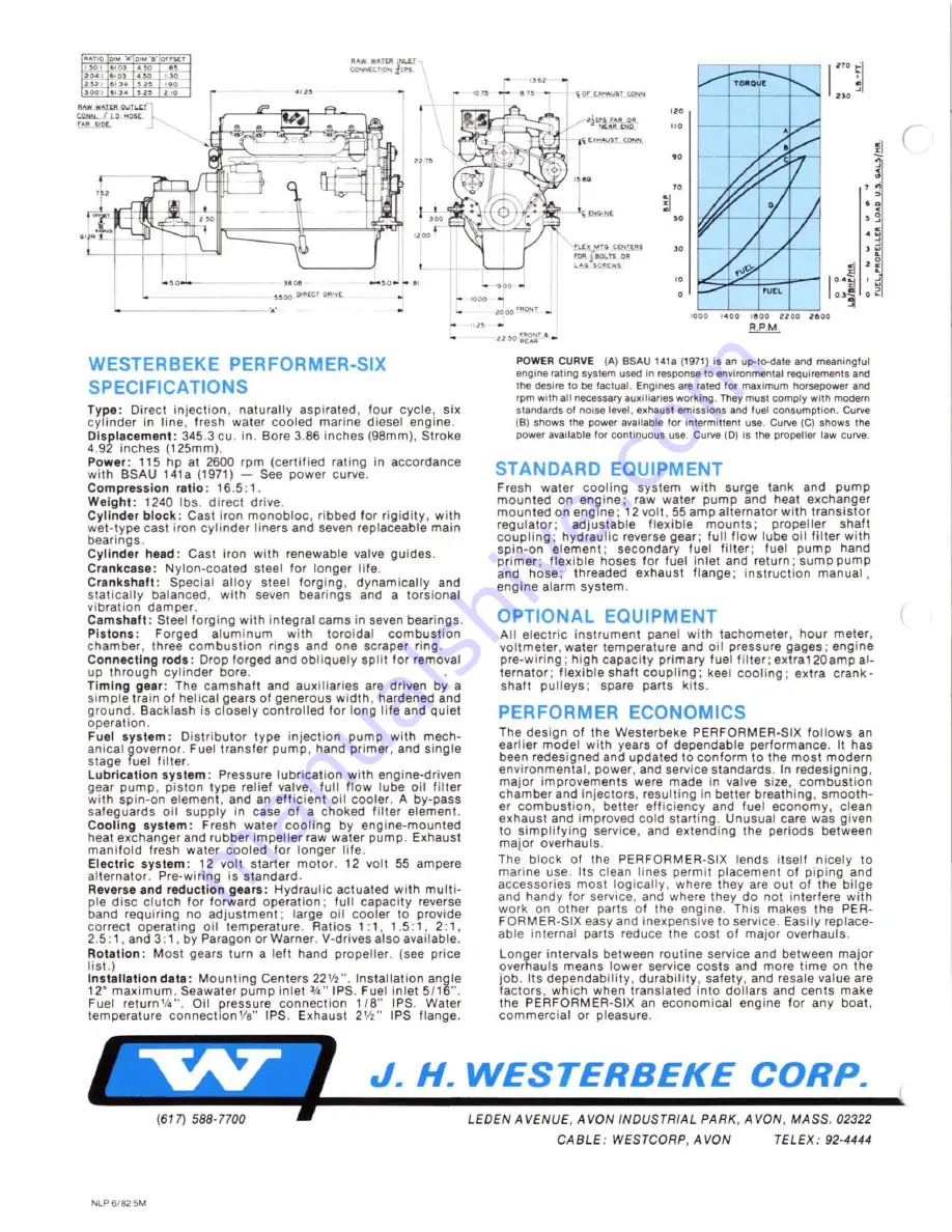 Westerbeke PERFORMER-SIX Specification Download Page 2