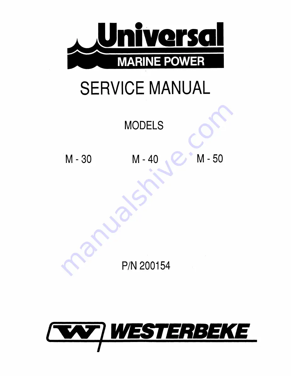 Westerbeke Universal M-30 Скачать руководство пользователя страница 1