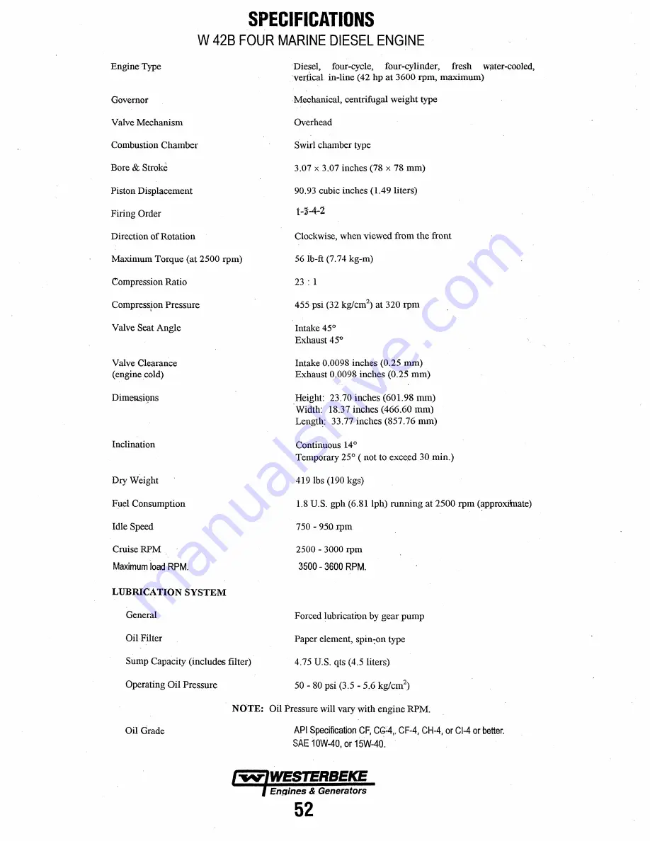 Westerbeke W 42B Скачать руководство пользователя страница 58