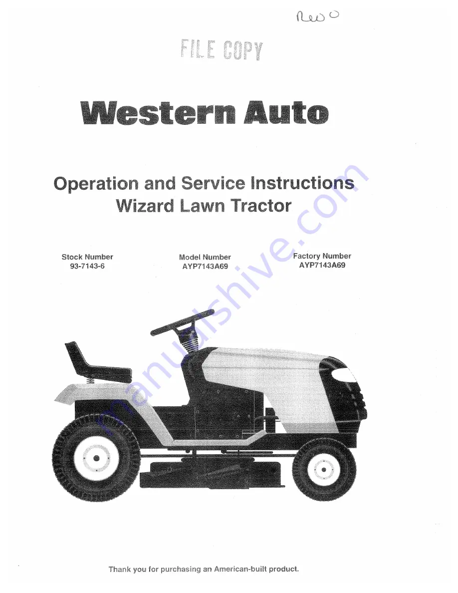 Western Auto AYP7143A69 Wizard Скачать руководство пользователя страница 1