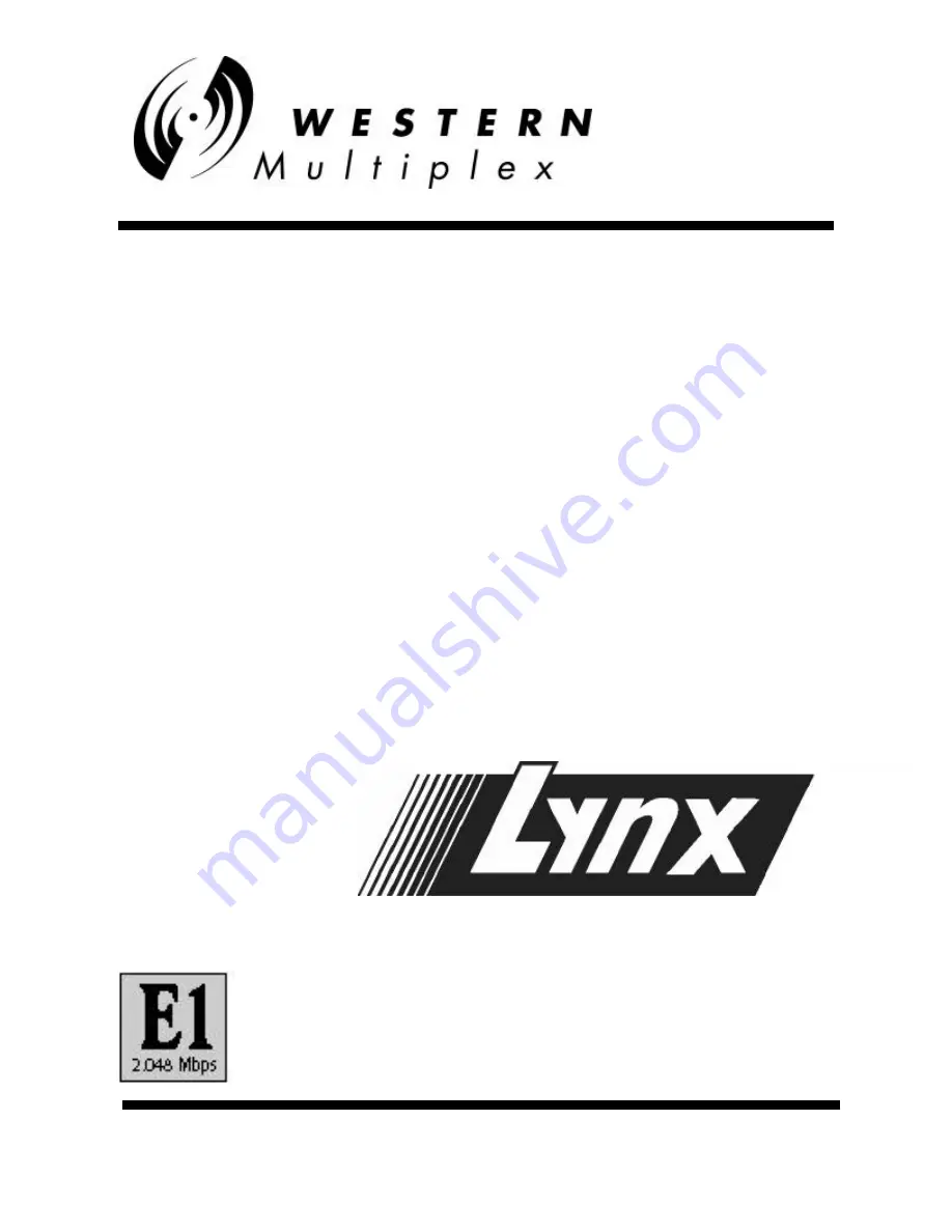 Western multiplex Lynx 1xE1 Installation And Maintenance Manual Download Page 1