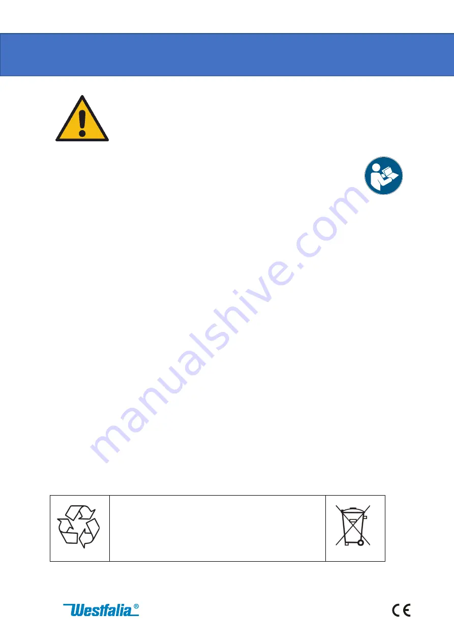 Westfalia Wetelux 91 96 03 Original Instructions Manual Download Page 11