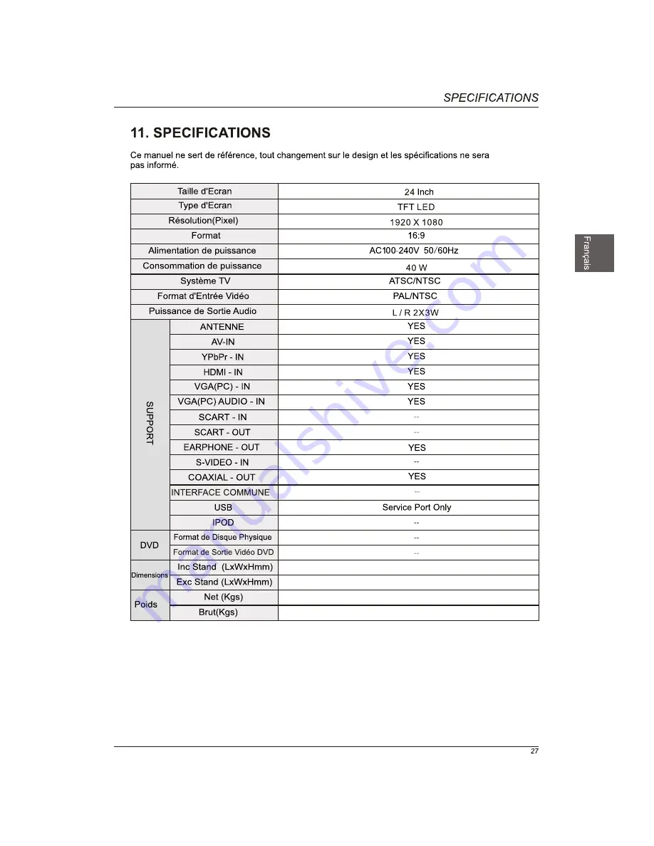 Westinghouse EW24T8FW Скачать руководство пользователя страница 57