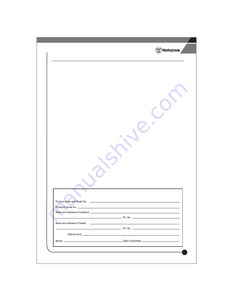 Westinghouse NT12B3P-DS Owner'S Manual Download Page 7