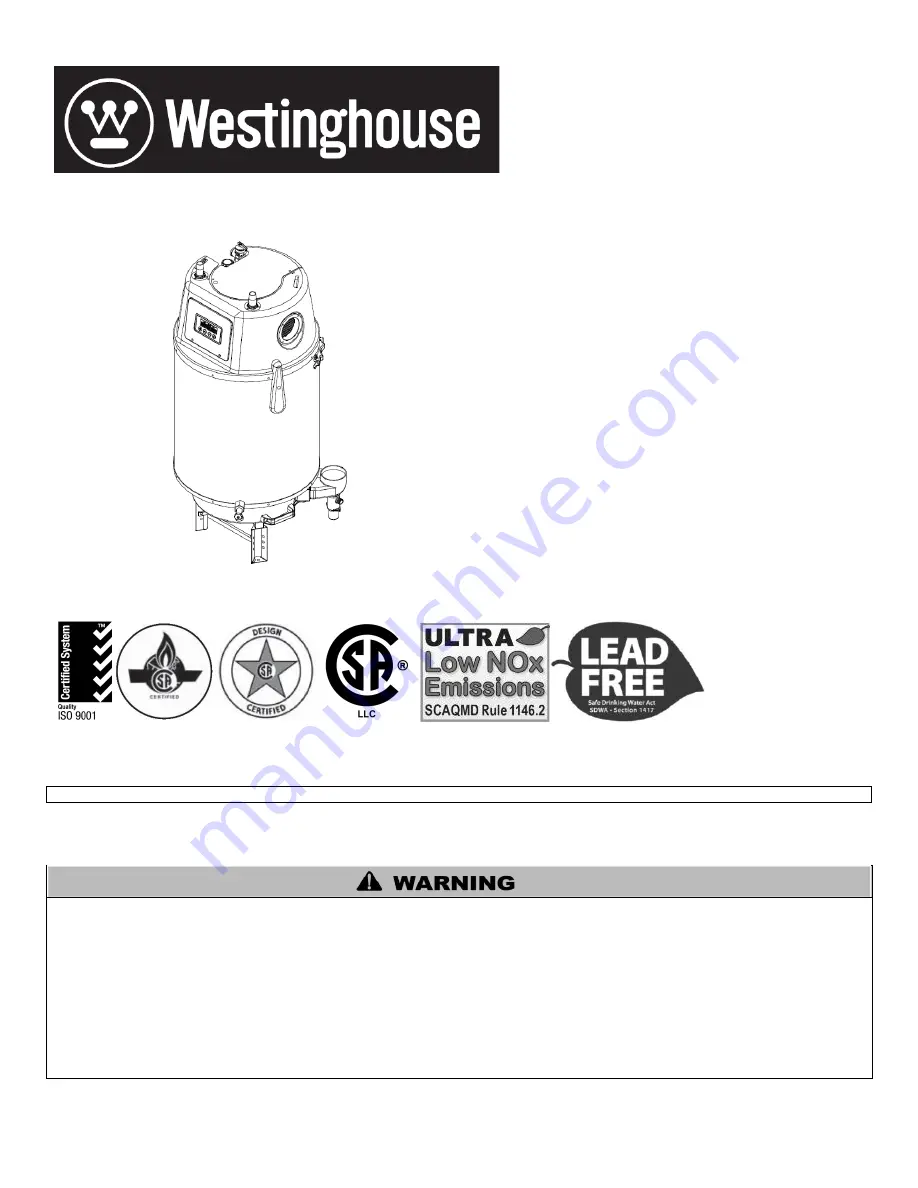 Westinghouse WGRGH20NG100F Скачать руководство пользователя страница 1