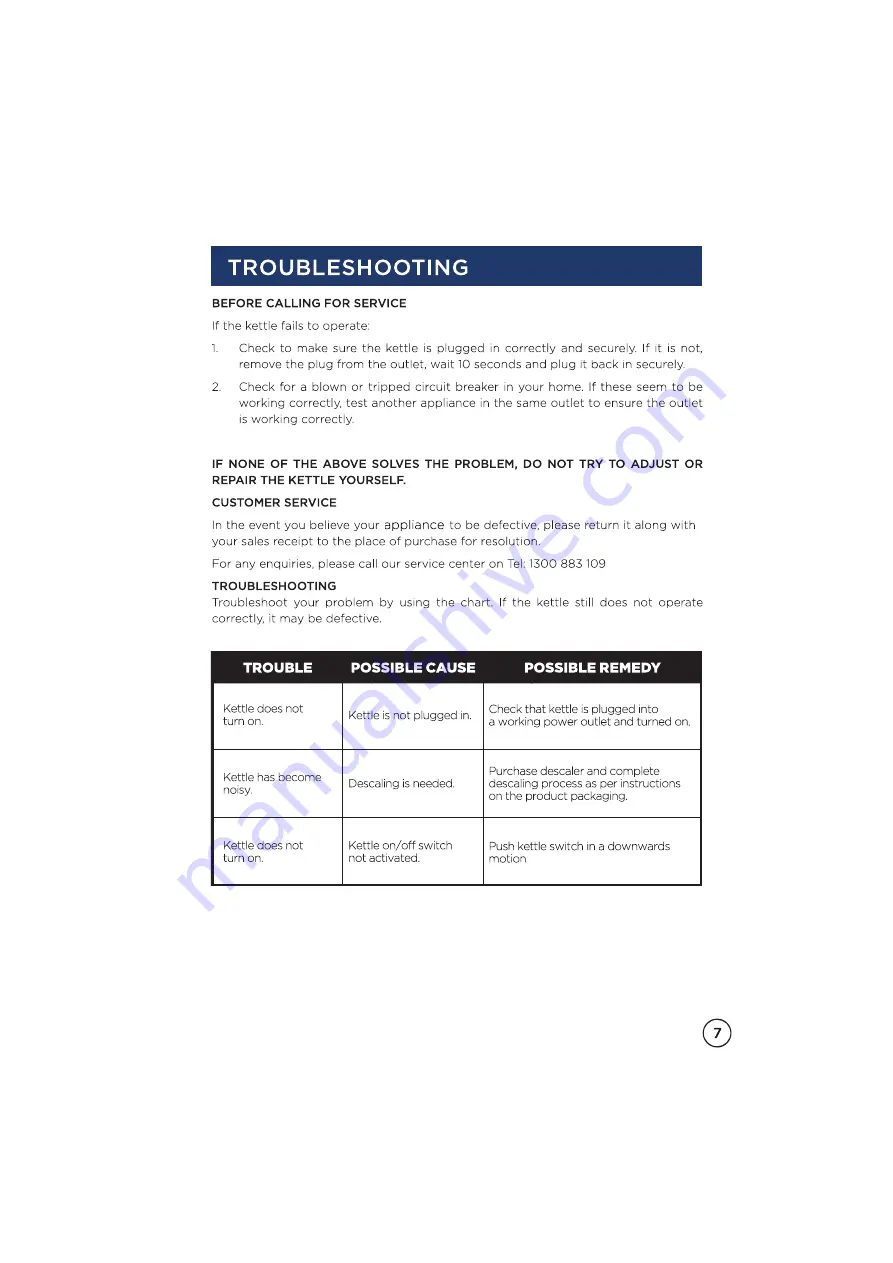 Westinghouse WHKE09K Instruction Manual Download Page 9