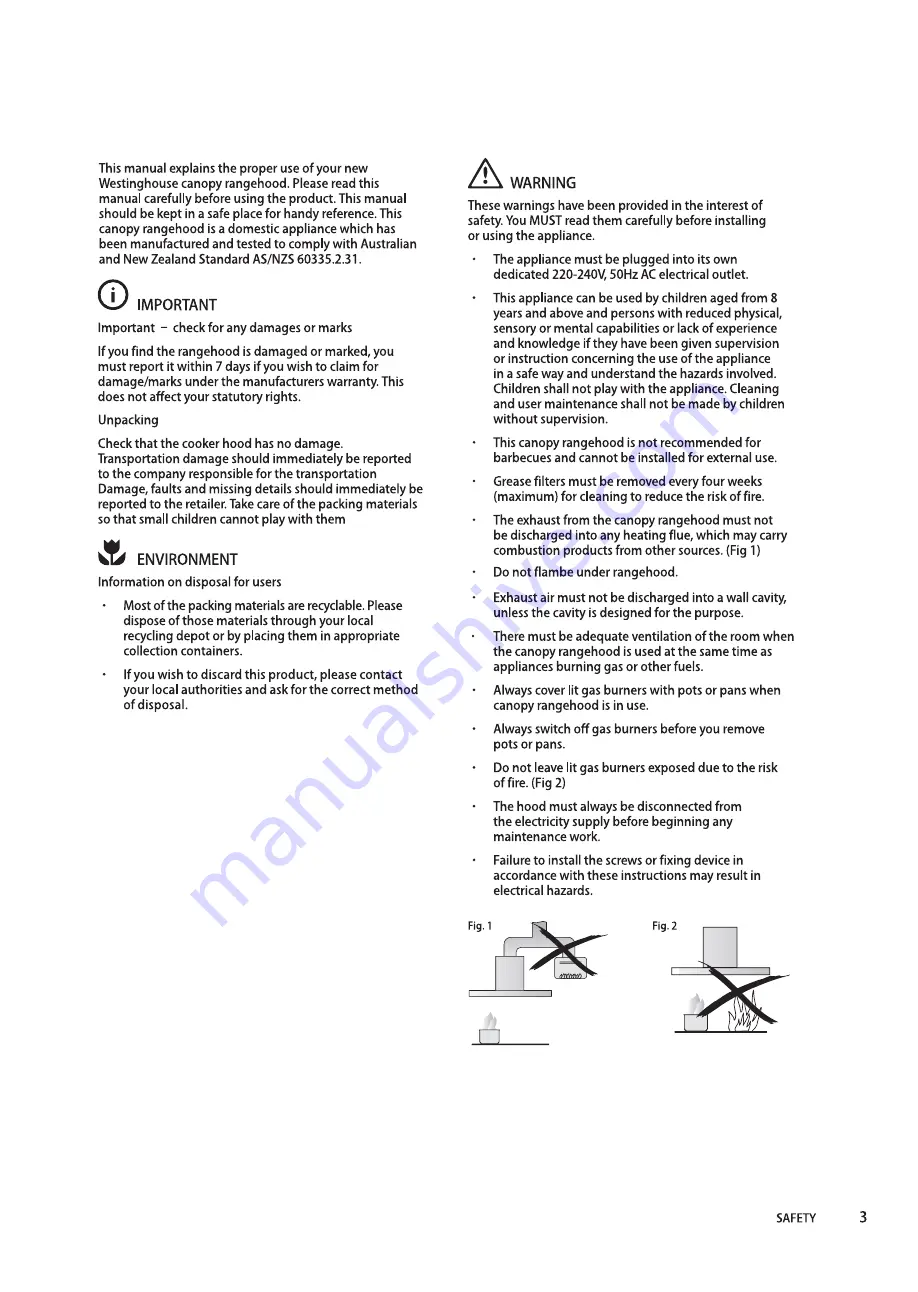 Westinghouse WRC604WC Installation & User Manual Download Page 3