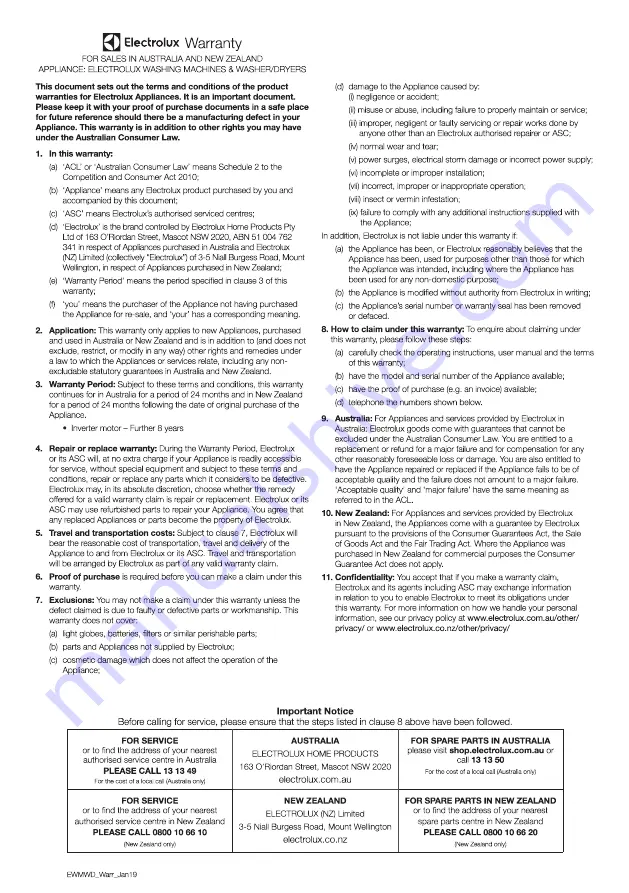 Westinghouse WWF1044M7WA User Manual Download Page 39