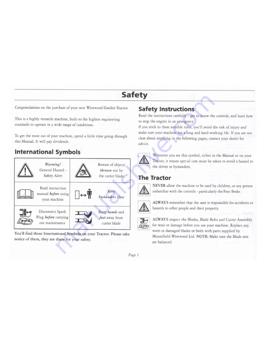 Westwood S1300/36 Operator'S Manual Download Page 3