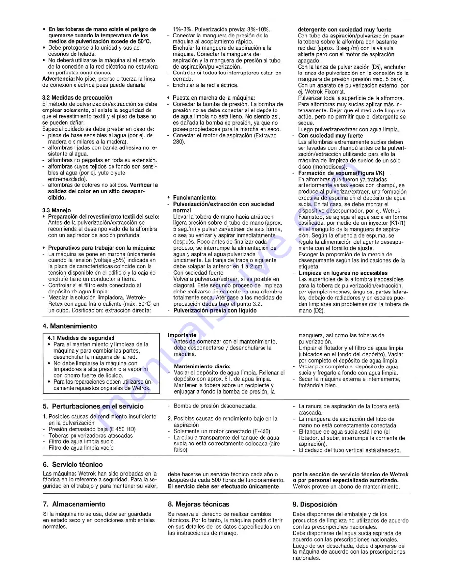 Wetrok Extravac 280 Operating Instructions Manual Download Page 10