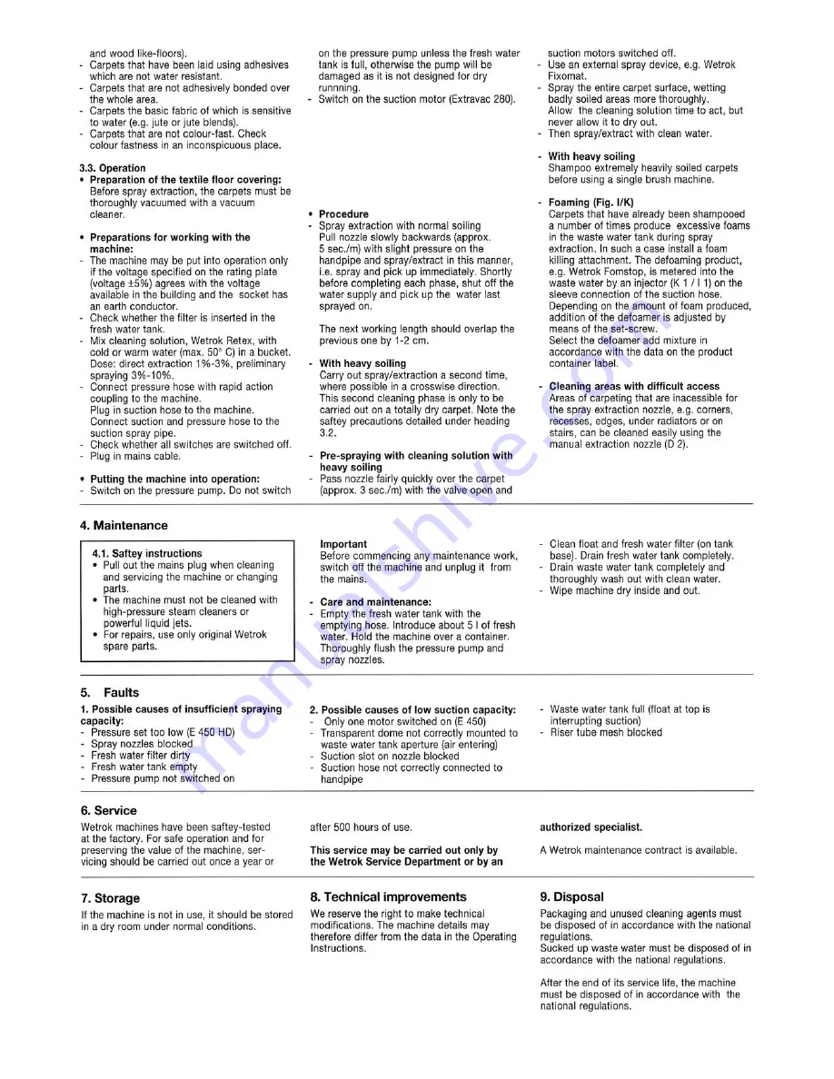 Wetrok Extravac 280 Operating Instructions Manual Download Page 12