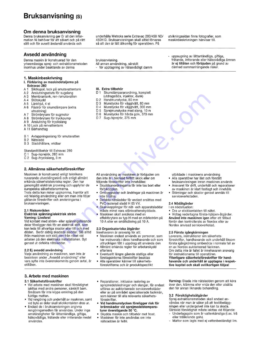 Wetrok Extravac 280 Operating Instructions Manual Download Page 15