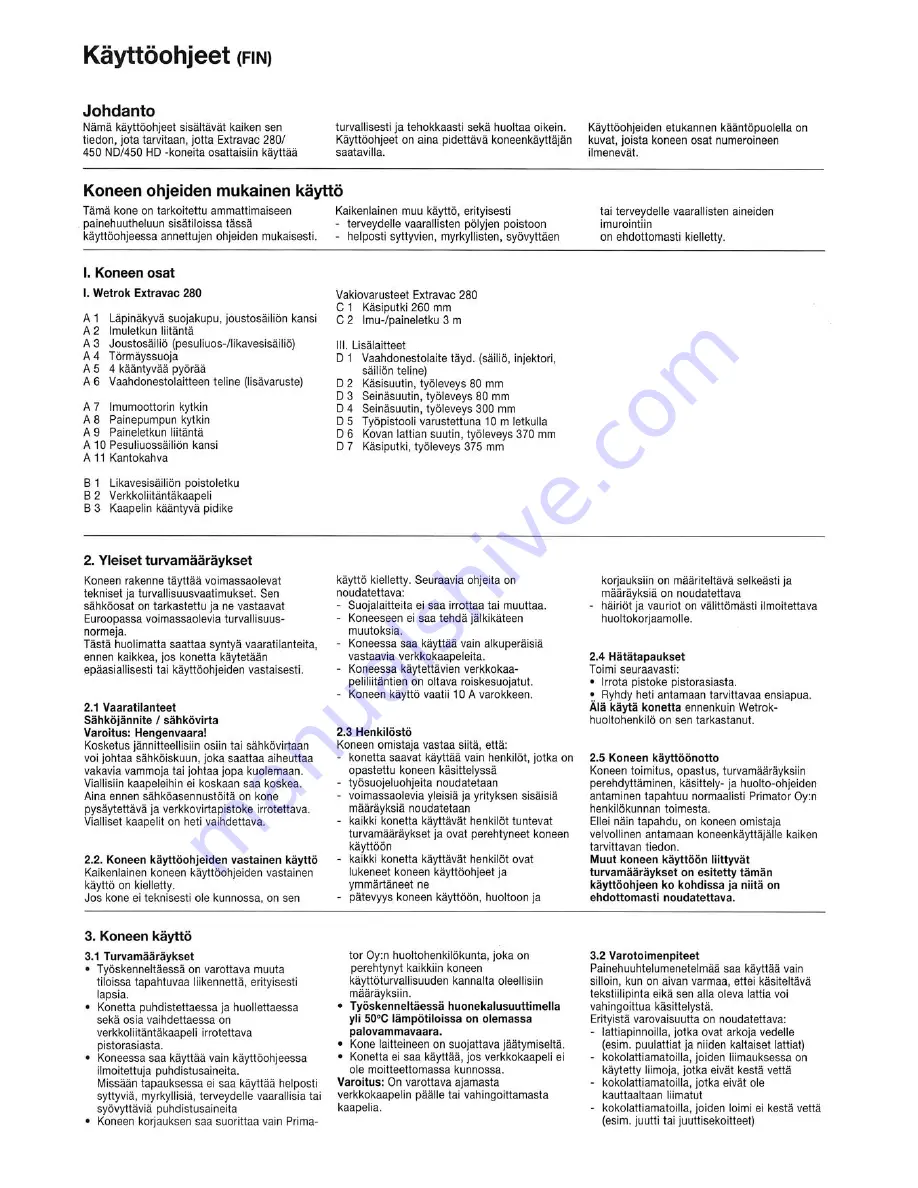 Wetrok Extravac 280 Operating Instructions Manual Download Page 17