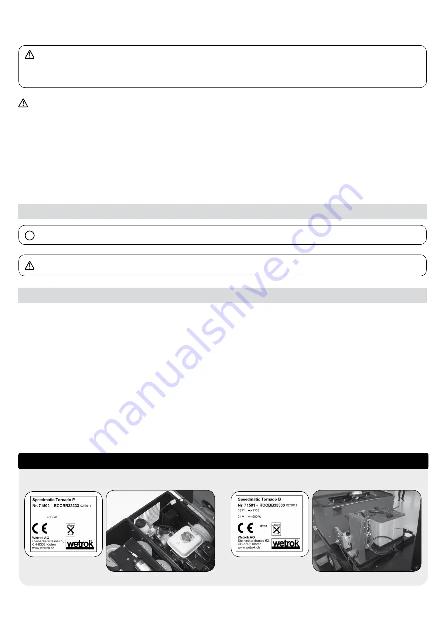 Wetrok Speedmatic Tornado B Operating Instructions Manual Download Page 22