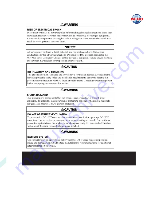 WFCO WF-8900-REP Series Operator'S Manual Download Page 3