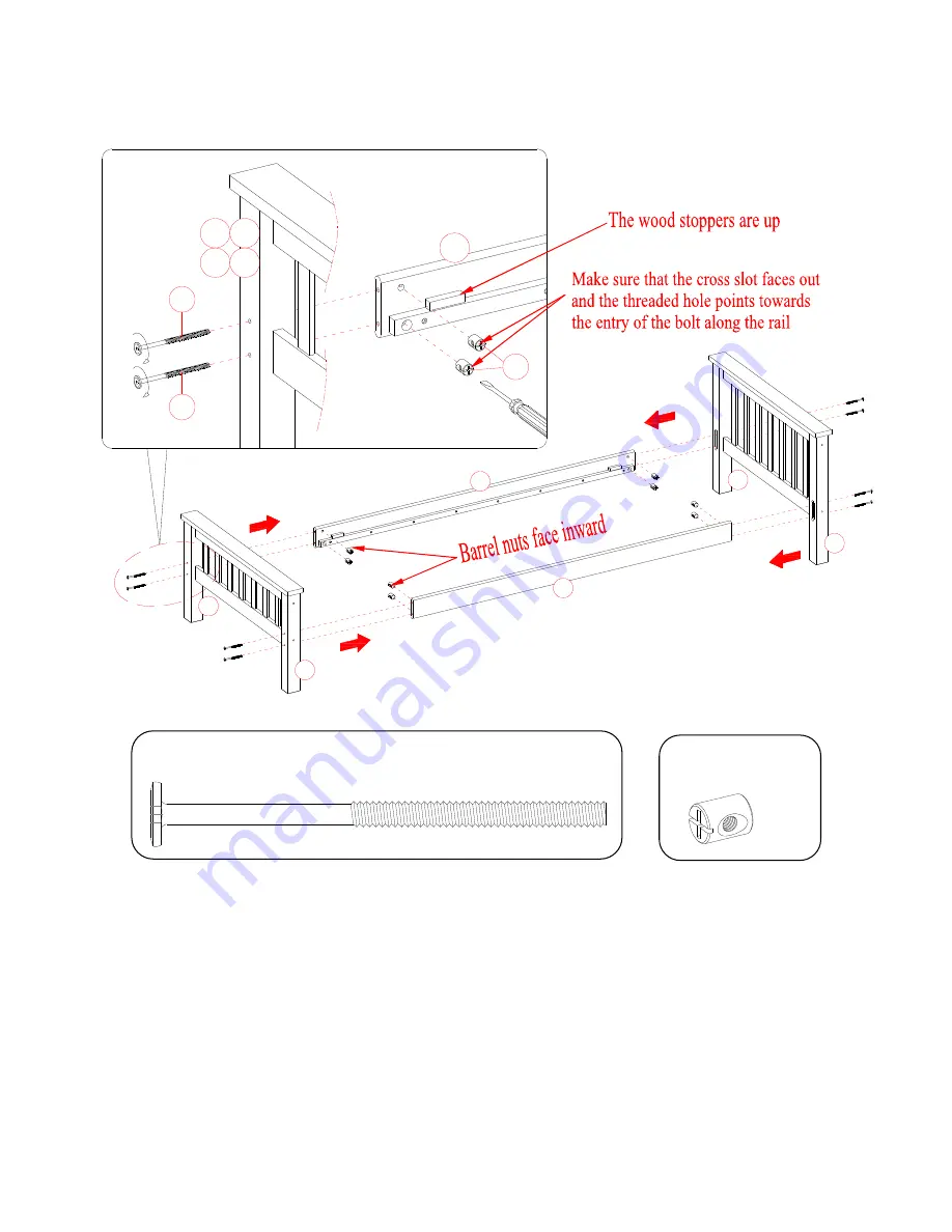 Whalen Emily Full over Twin Loft Bunk Bed with Bookshelf Instruction Manual Download Page 12