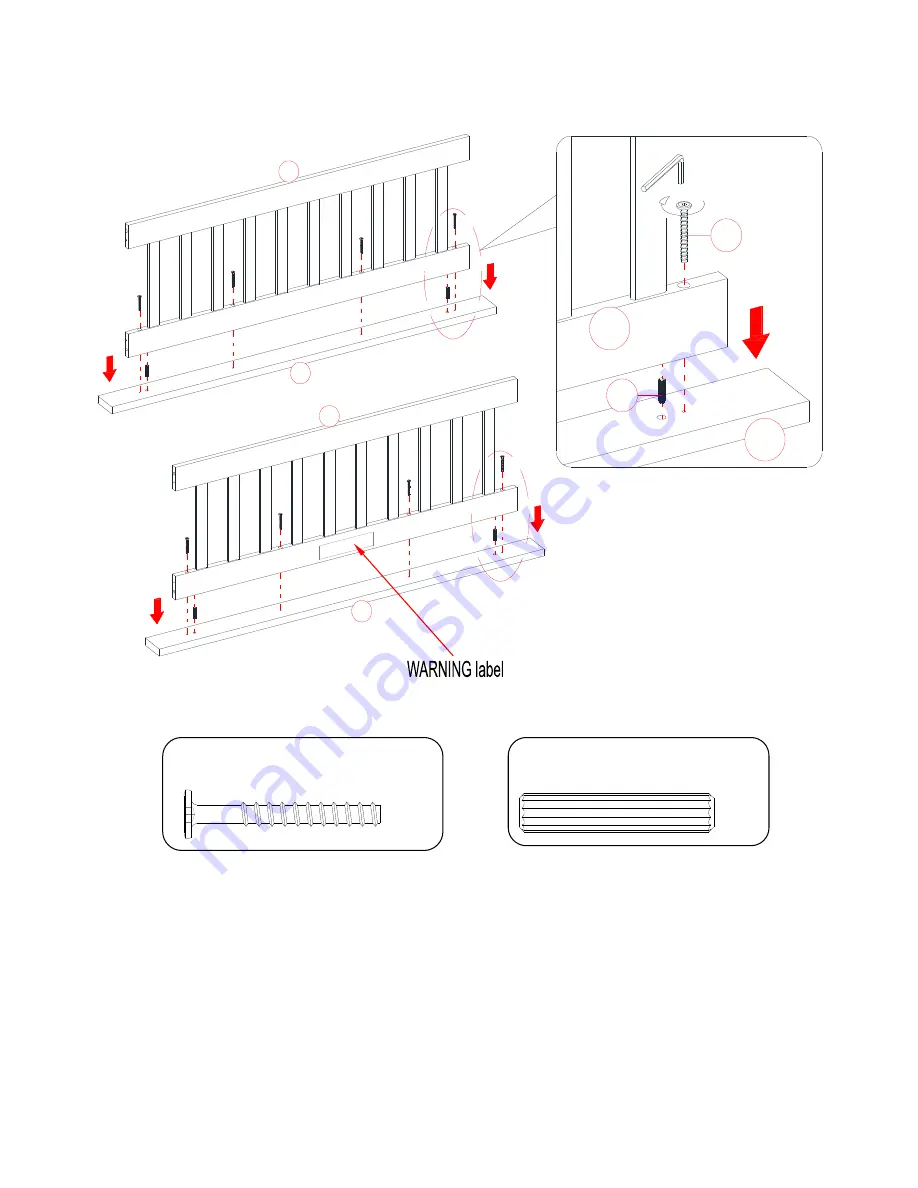 Whalen Emily Full over Twin Loft Bunk Bed with Bookshelf Instruction Manual Download Page 14