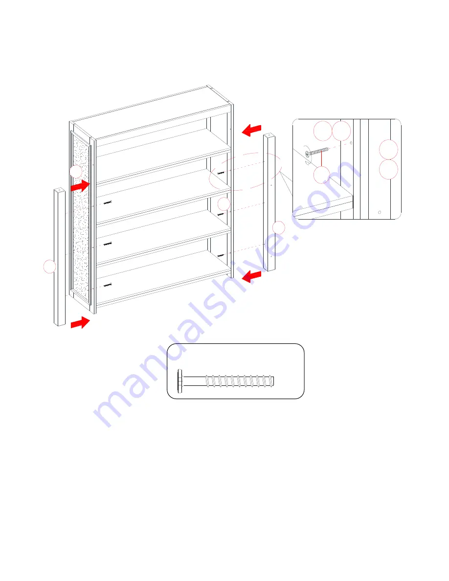 Whalen Emily Full over Twin Loft Bunk Bed with Bookshelf Instruction Manual Download Page 21