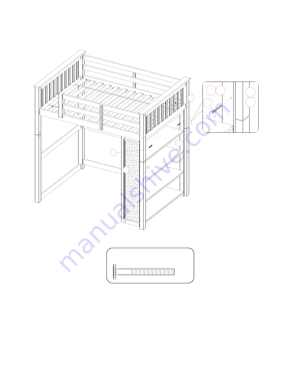 Whalen Emily Full over Twin Loft Bunk Bed with Bookshelf Instruction Manual Download Page 24