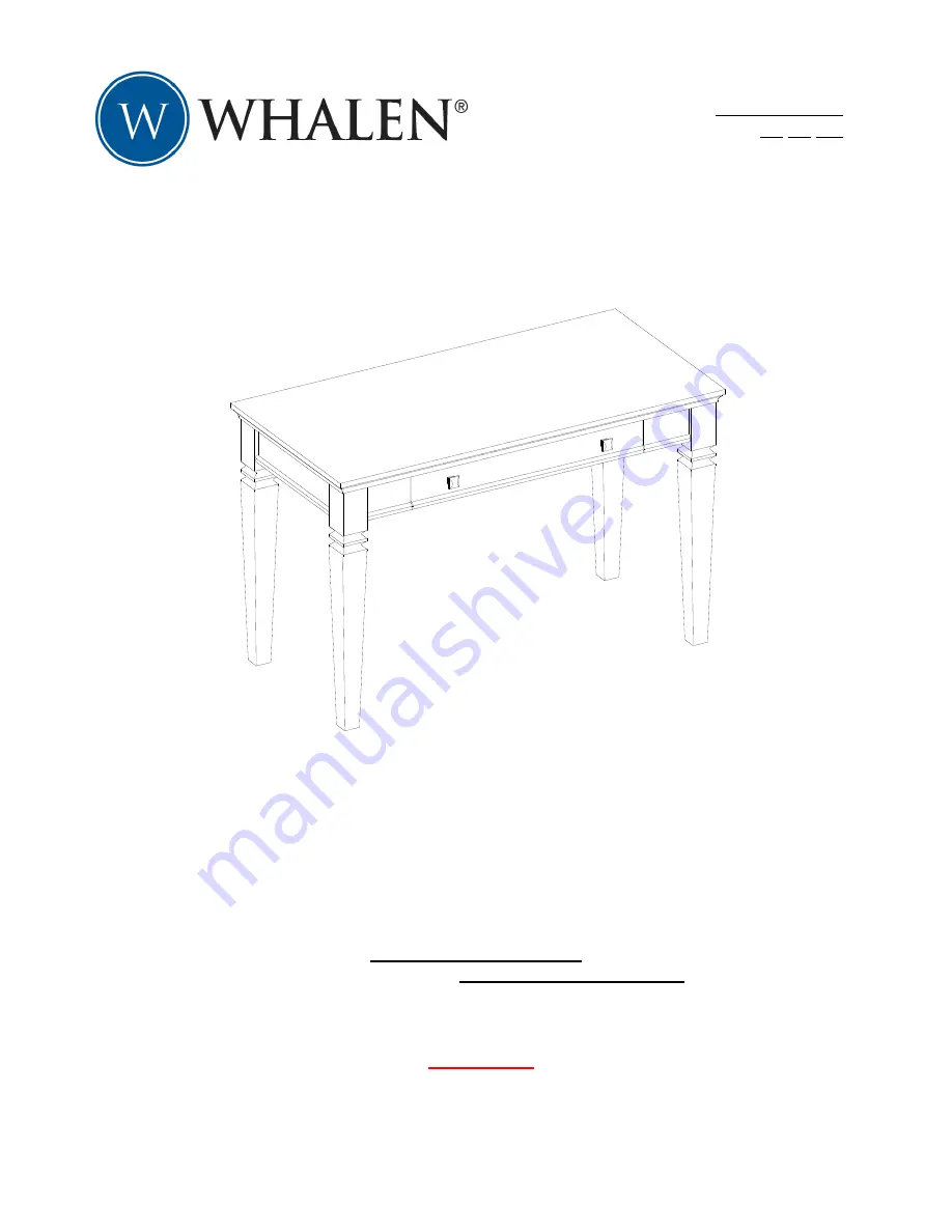 Whalen Kendal Desk User Manual Download Page 1