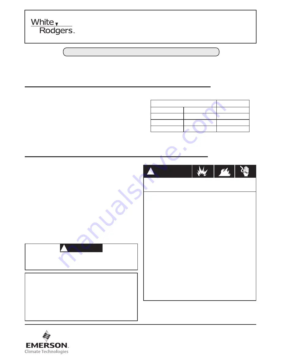 White Rodgers 50M56-743 Installation Instructions Manual Download Page 1