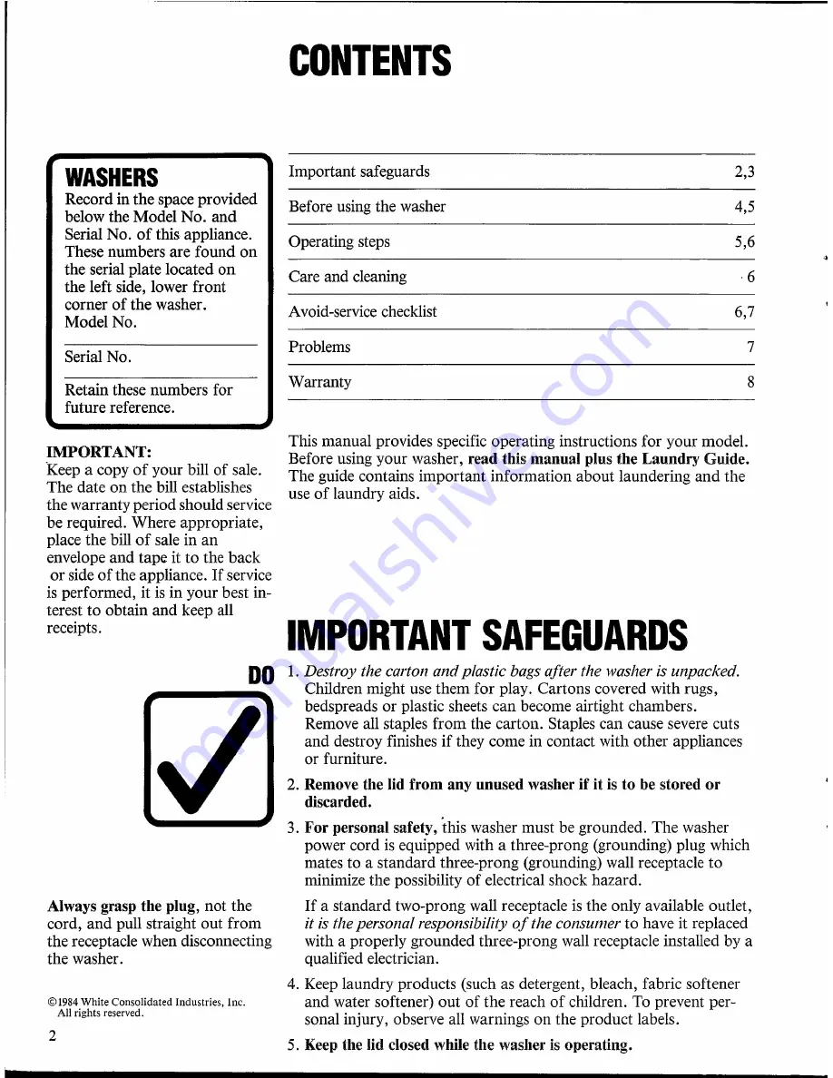 White-Westinghouse LC590E Owner'S Manual Download Page 2