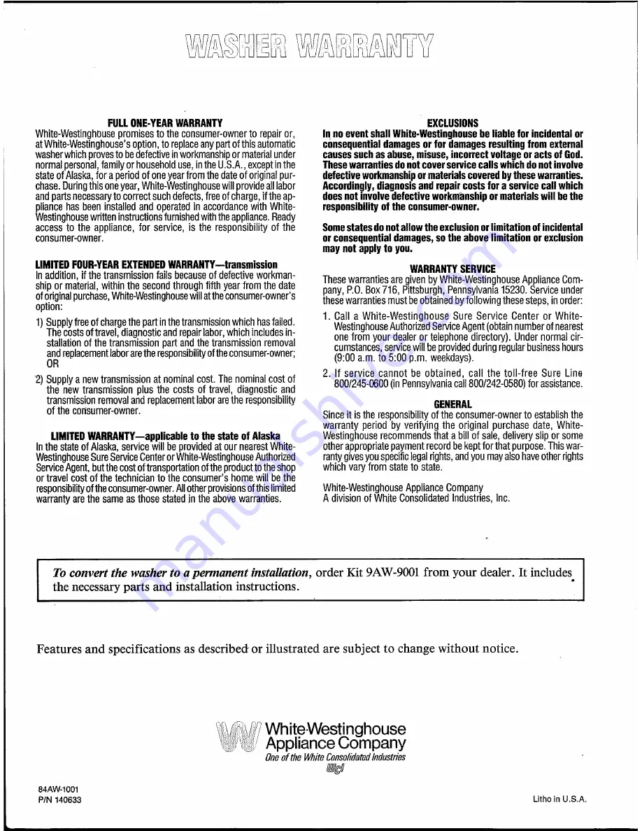 White-Westinghouse LC590E Owner'S Manual Download Page 8