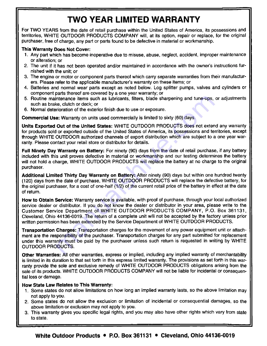 White 123E898E190 Owner'S Manual Download Page 18