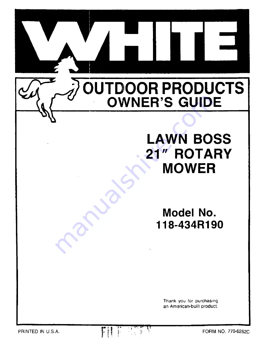 White Lawn Boss 118-434R190 Скачать руководство пользователя страница 1