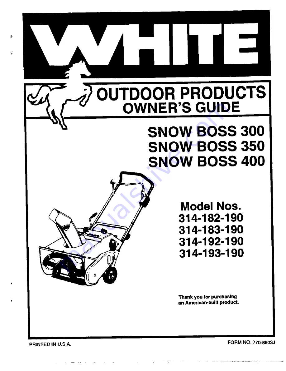 White snow boss 300 Owner'S Manual Download Page 1