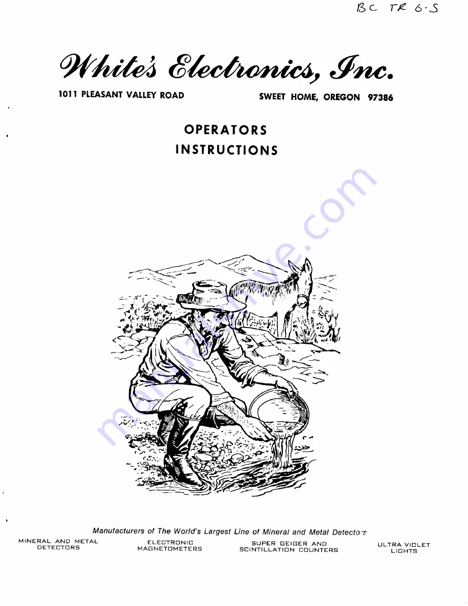 White's Beachcomber TR 6S Operating Instructions Manual Download Page 1