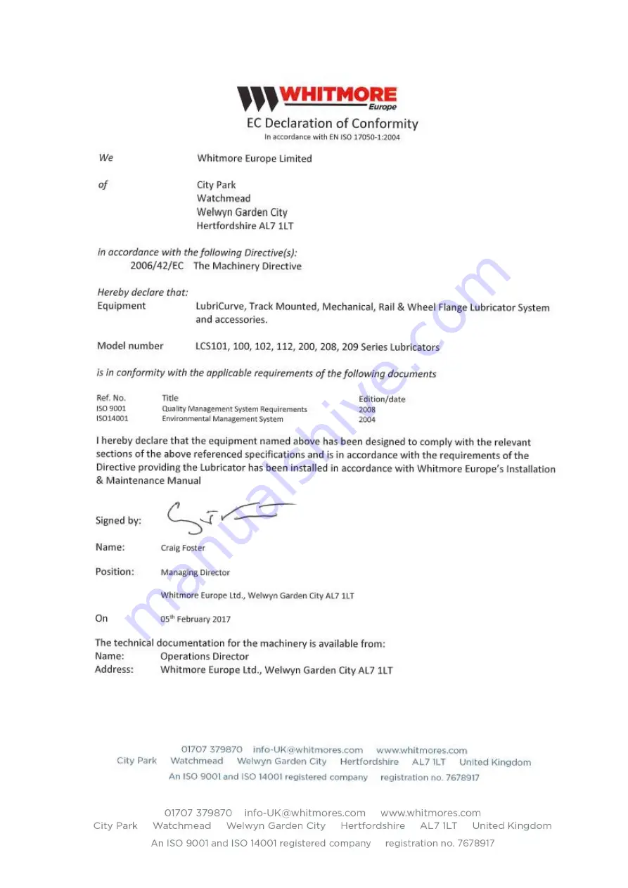 Whitmore EasiPoint Installation & Maintenance Manual Download Page 27