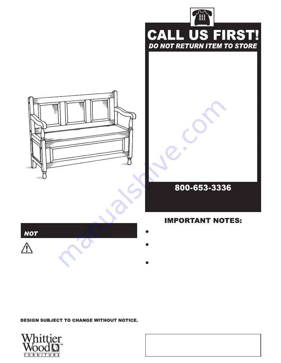 Whittier Wood 833KFDHd Assembly Instructions Manual Download Page 1