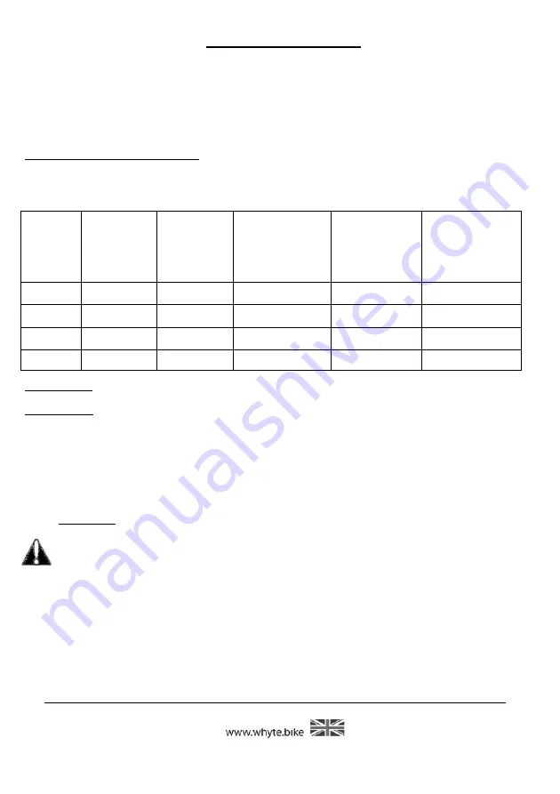 Whyte MTB Hardtail Series Supplementary Service Manual Download Page 8