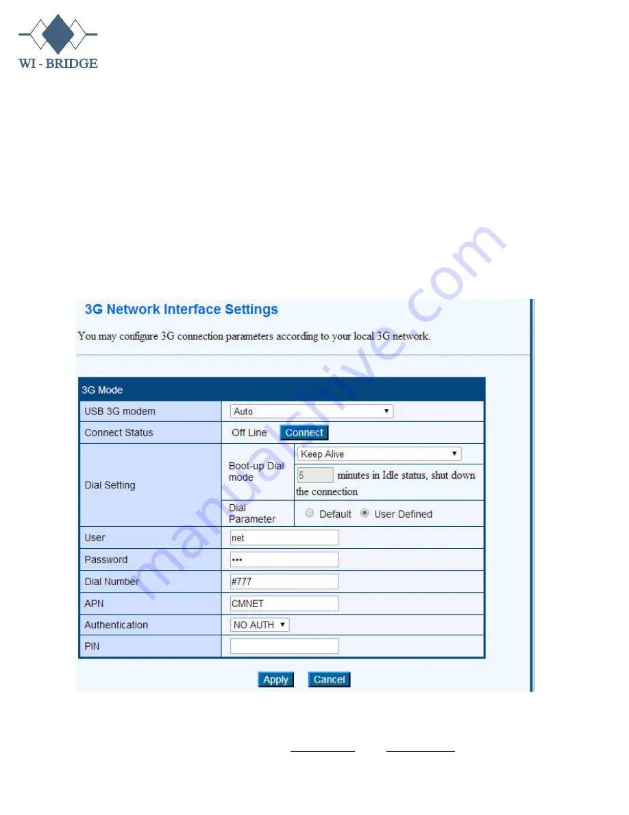 WI-BRIDGE WR3G050-01 Configuration Manual Download Page 7