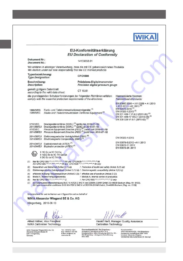 WIKA CPG1500 Operating Instructions Manual Download Page 40