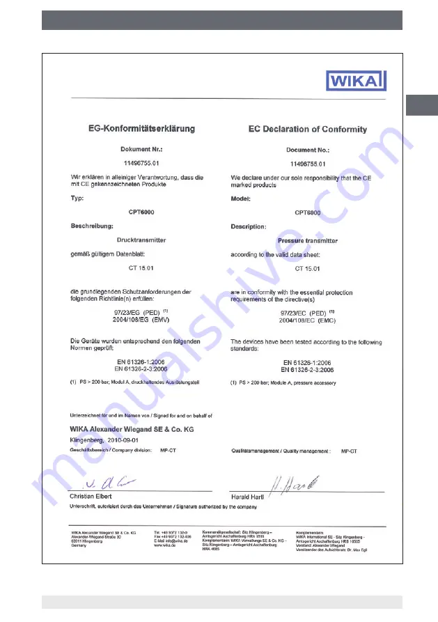 WIKA CPH6000 Operating Instructions Manual Download Page 65