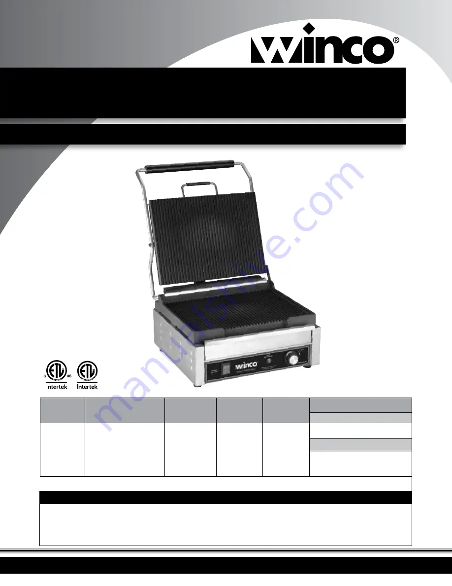 Winco EPG-1C Operating Instructions Manual Download Page 1