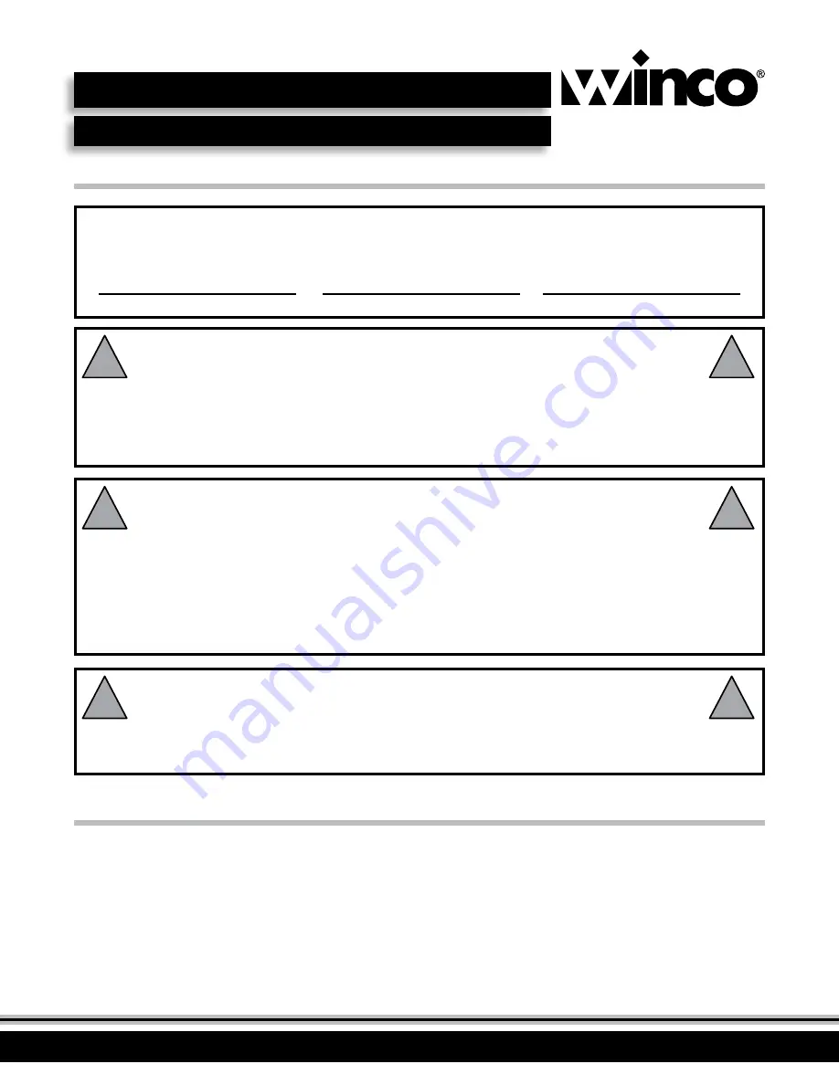 Winco ESH Series Operating Instructions Manual Download Page 2