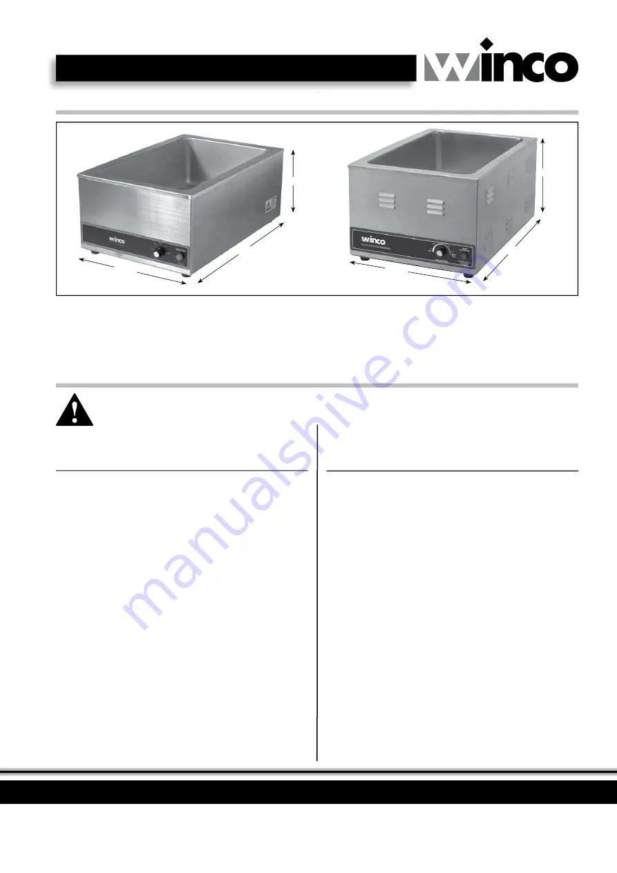 Winco FW-S500 Use & Care Manual Download Page 4