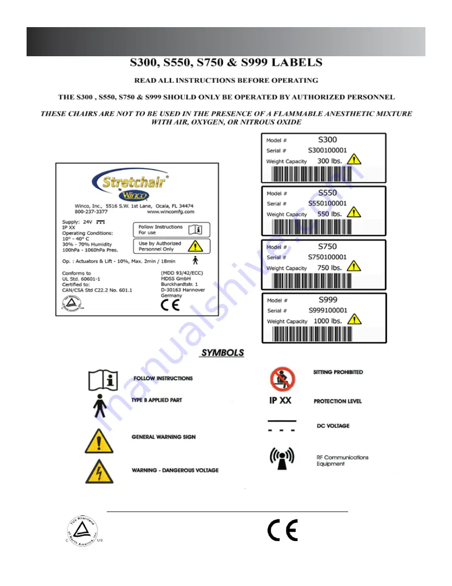 Winco S300 Stretchair Скачать руководство пользователя страница 5