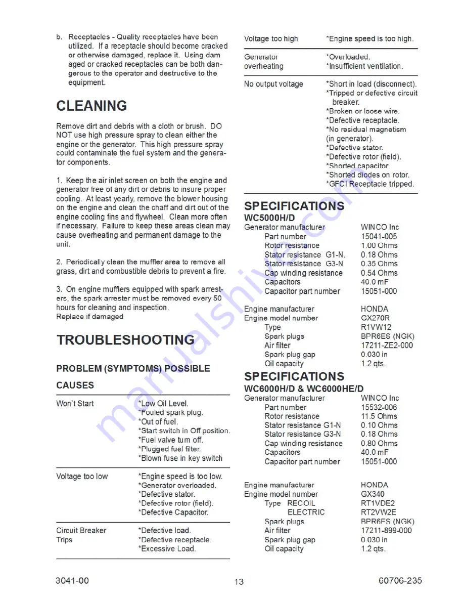 Winco WC5000H/D Installation And Operator'S Manual Download Page 13