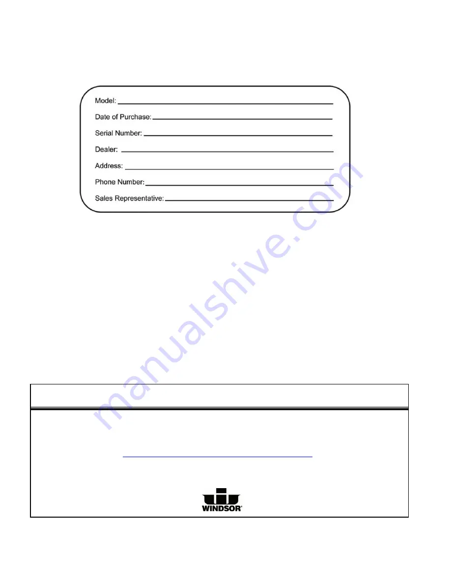 Windsor 10080050 Operator Instructions Manual Download Page 2