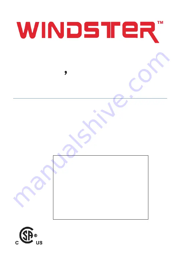 Windster WS-38 Series User Manual Download Page 1